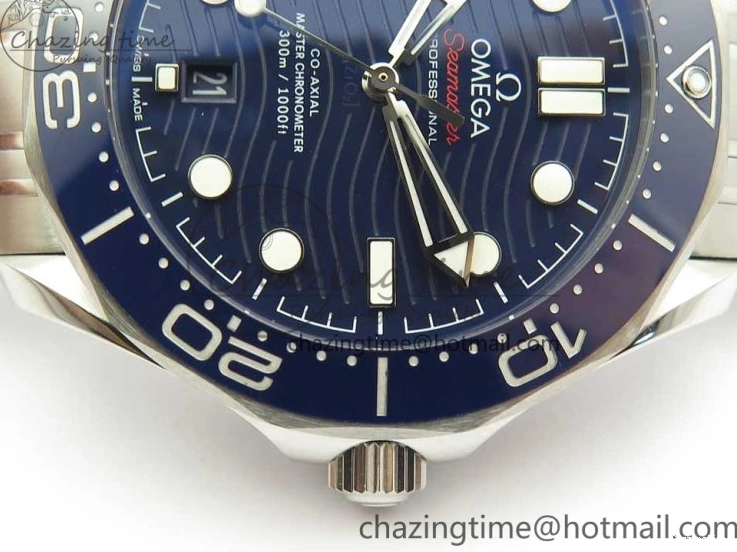 0419 ZeroBulk 2018 Seamaster Diver 300M OMF Best Edition Blue Ceramic Blue Dial on SS Bracelet A8800 (Black Balance Wheel) 7957